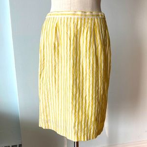 Yellow & white striped pencil skirt